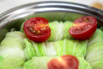 stuffed cabbage leaves with minced meat and rice