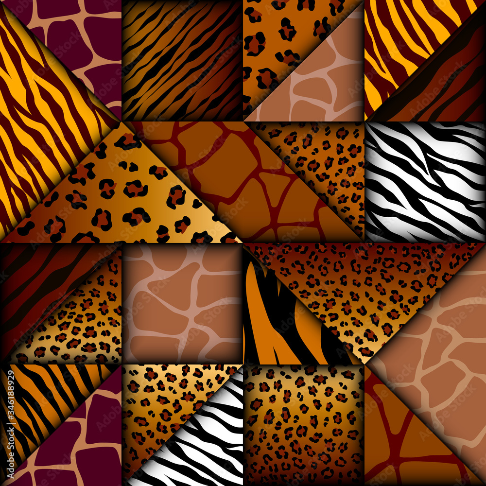 Aufkleber paper cut shapes design. seamless vector pattern.