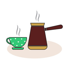 Turk and a cup of coffee. Vector illustration in modern design.
