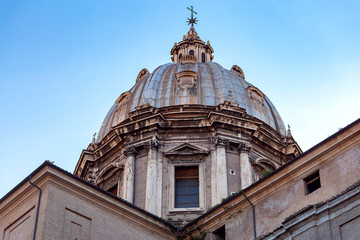 Fototapeta na wymiar Church dome against the blue sky. Rome. Italy.