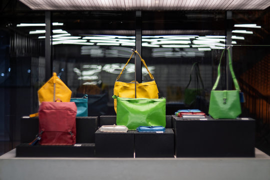 Fashionable colorful bags made from recycled materials on November 28, 2018 in Shanghai China.
