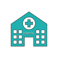 Hospital icon. Symbol of wellness getting medical help. Vector illustration isolated.