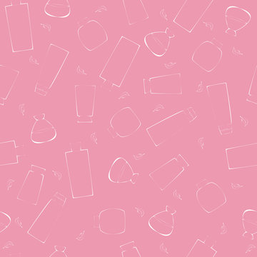 vector seamless pattern of tubes of cosmetics cream jar