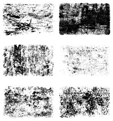 Black and white grunge texture. A set of backgrounds of dirt, cracks, and dust. Abstract monochrome spots