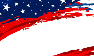 Fototapeta na wymiar USA flag paintbrush banner on white background vector illustration
