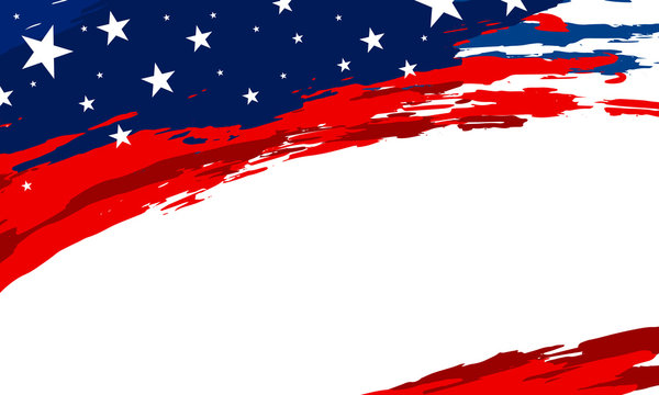 USA flag paintbrush banner on white background vector illustration