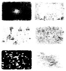 Black and white grunge texture. A set of backgrounds of dirt, cracks, and dust. Abstract monochrome spots