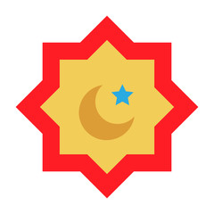 Crescent Moon with Star Concept Vector Color Icon Design, Ramazan kareem and Islamic Symbols on white background, 