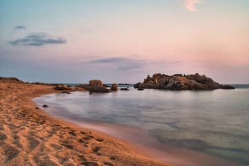 plage the san giovani beach near pianottoli caldarello, bastia corse france