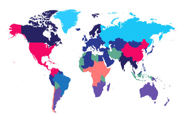 World map Info graphic, colorful borders.