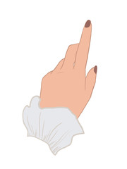 Illustration of hand on the white isolated background. Clip art element.