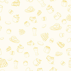 food seamless pattern,sweets,cake,muffin,cupcake,pie,jelly