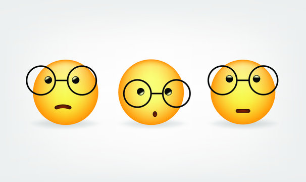 Nerd face emoticon 2020 high quality vector social media button Emoji Reactions printed on white paper Popular social networking