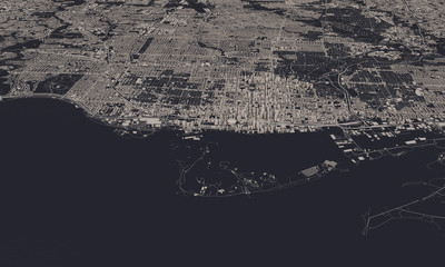 Toronto, Canada city map 3D Rendering. Aerial satellite view.