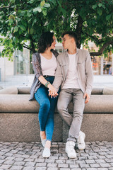 couple engaged, love story, walk around the city