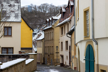 Cobbled narrow alley in the historic old town of Meisenheim