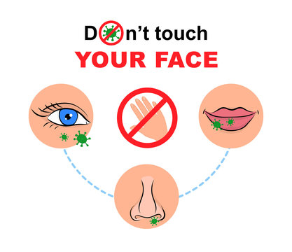 Do not touch your face. Do not touch hands, eyes, nose, mouth. Coronavirus covid-19 outbreak prevention.