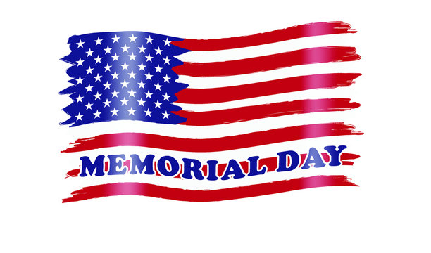 vector of the American flag for the Memorial Day; Happy Memorial Day greeting card. Vector illustration. Paint Brush strokes Patriotic American Flag