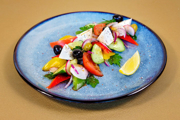 Greek salad with olives and feta