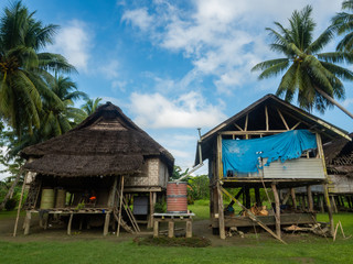 Fototapeta na wymiar Local wooden house in Kanganaman near Pagwi, by the Sepik river, East Sepik, Papua New Guinea