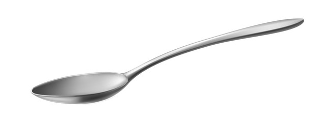 Realistic metal spoon. 3D silver teaspoon isolated on white background.table utensils.vector