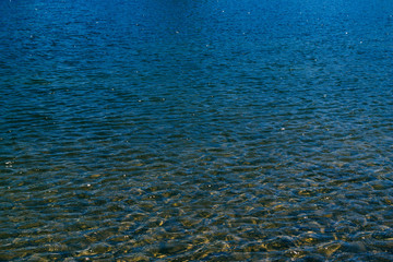 Beautiful ducks are swimming in the lake. Lake in the Alps mountains, Austria.