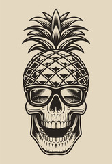 Vector illustration skull pineapple