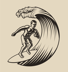 Obraz na płótnie Canvas Vector illustration of a surfer
