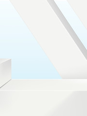 Minimal Geometry Product Display Background or Platform,  White and Pastel Background