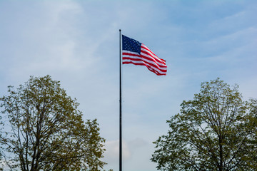 United States of America flag blowing in the wind