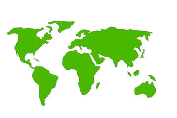 Contour map of the world in green on a white background.