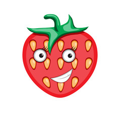 Icon cartoon character strawberry on a white isolated background. Vector image