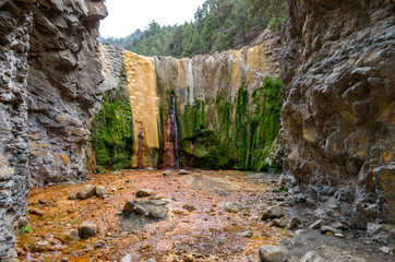 Los Colores Waterfall in the Barranco de las Angustias in La Palma