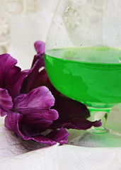 glass of water and flower