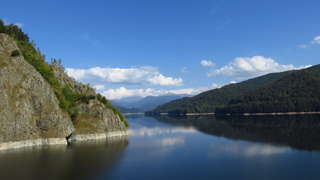 Blue Mountain Lake in Serene Landscape
