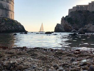 Dubrovnik Croatia Walled City Edges with Water and Yatch