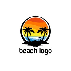 Obraz premium beach logo design vector template
