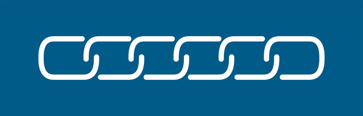 Chain Link Line On Blue Background. Blue Flat Style Vector Illustration