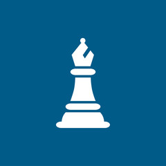 Chess Bishop Icon On Blue Background. Blue Flat Style Vector Illustration