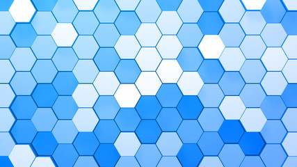 Naklejka premium Geometric Hexagon pattern shape Block Wall Bump 3D illustration abstract background. 