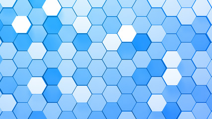Naklejka premium Geometric Hexagon pattern shape Block Wall Bump 3D illustration abstract background. 