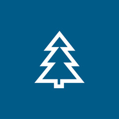 Fototapeta premium Christmas Tree Icon On Blue Background. Blue Flat Style Vector Illustration