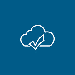 Cloud Right Line Icon On Blue Background. Blue Flat Style Vector Illustration