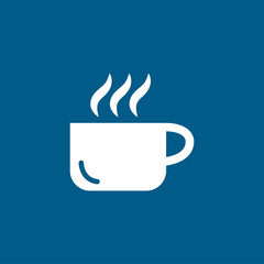 Coffee Cup Icon On Blue Background. Blue Flat Style Vector Illustration