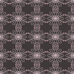 seamless flower pattern. pink ornament on a dark gray background.