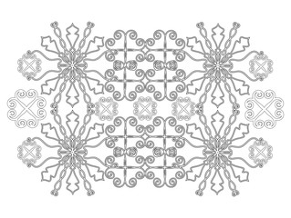 floral ornament. isolated black-and-white outline drawing by hand. coloring. embroidery design. print, template.