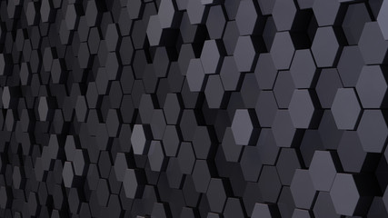 Geometric Hexagon pattern shape Block Wall Bump 3D illustration abstract background.
