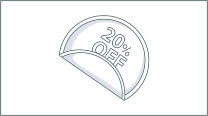 Vector Linear Discount Sticker icon. Sale Illustration.  Discount Drawing.	