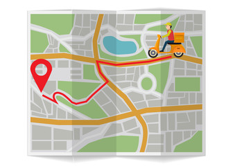 Map with courier ride to destination