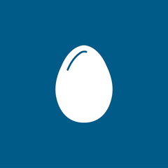 Egg Icon On Blue Background. Blue Flat Style Vector Illustration